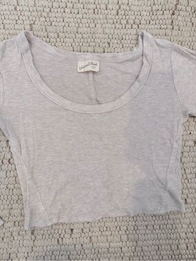 Universal Thread Light Gray Ribbed Scoop Crop Top